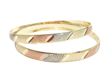 Tri Tone Plated | Diamond Cut Bangles